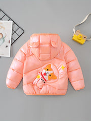 Hooded Coat For Toddlers Winter Windproof Monkey Prints Fleece Snowsuit Outwear