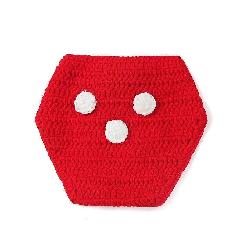 2pcs Boys Mouse Polka Dot Knit Hat Underwear Bottoms Wool Photography Suit