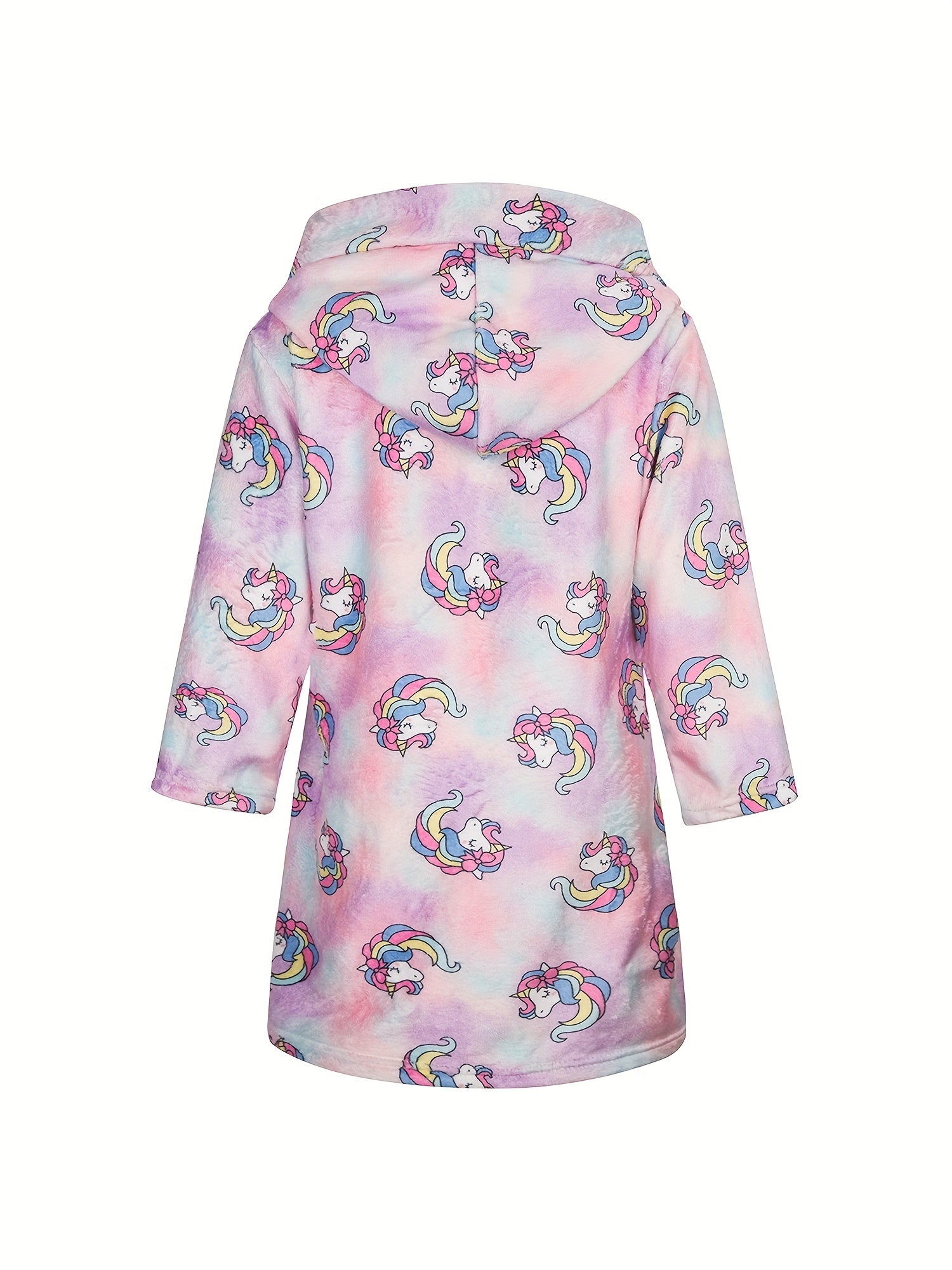 Girls Dotted Hooded Bathrobe Soft Flannel