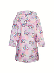Girls Dotted Hooded Bathrobe Soft Flannel