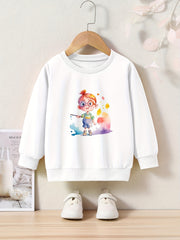 Toddler Cartoon Girl Print Long Sleeve Sports Sweatshirt