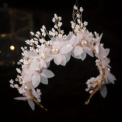 Faux Pearl Flower Headband Floral Hair Band Women's Accessories