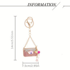 Crystal Handbag Keychain Hanging Key Ring Purse Bag Backpack Car Charm