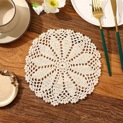 Beige Lace Coaster Doily Vintage Floral Hollow Out Anti-scalding Table Mat