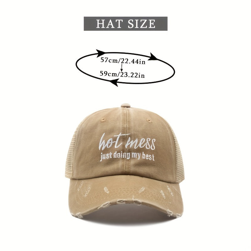 Horsetail Washed Baseball Cap Women's Cap Christmas Gift For Her