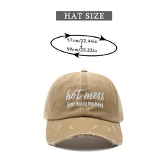 Horsetail Washed Baseball Cap Women's Cap Christmas Gift For Her