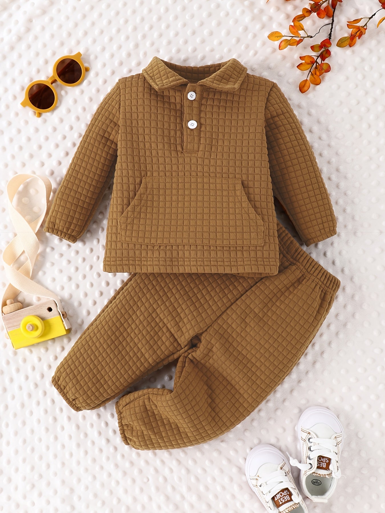 Baby Boys Checkered Sports Pullover Top Pants Set