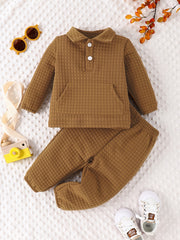 Baby Boys Checkered Sports Pullover Top Pants Set