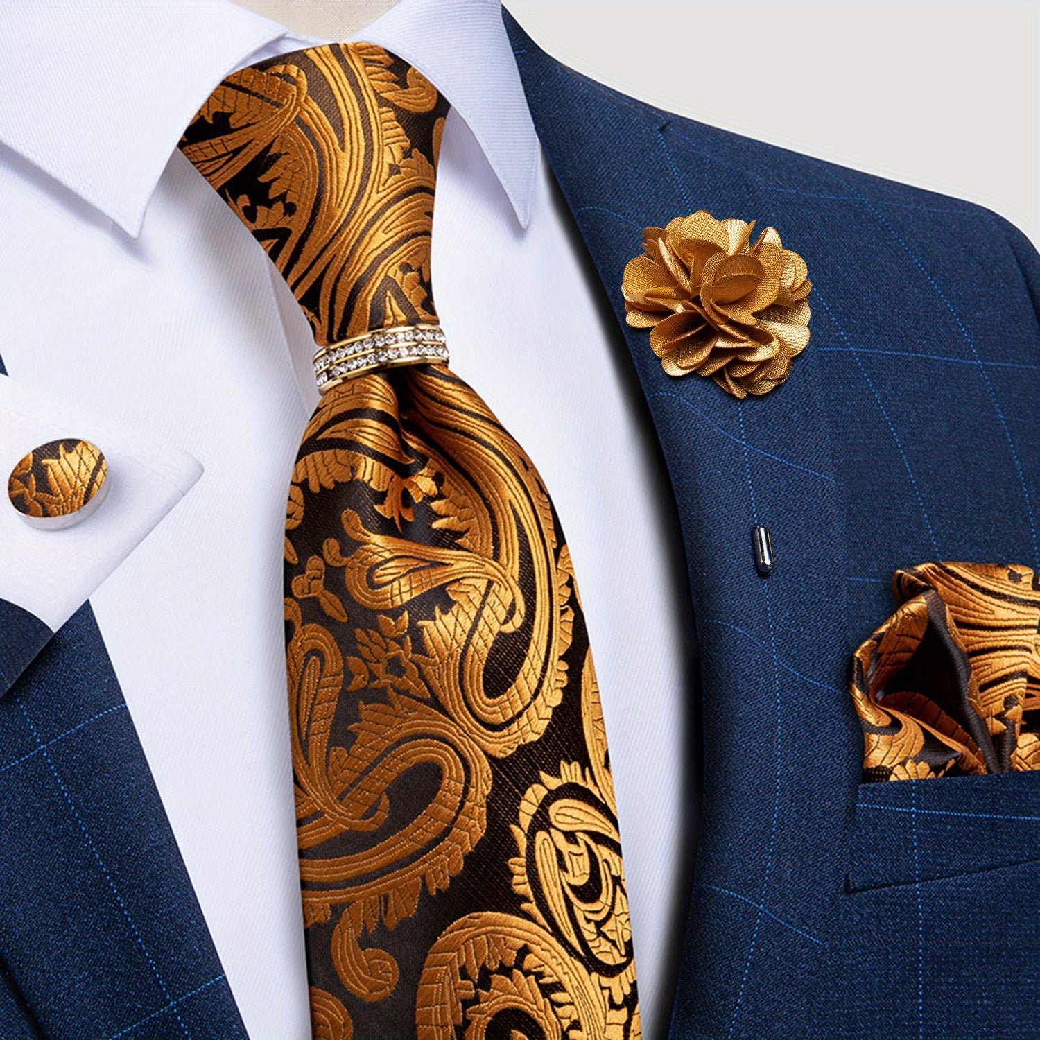 Men's Purple Paisley Silk Tie Set Business Formal Wedding Gift