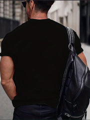 Men's Letter Print T-shirt Casual Crew Neck Tee Top