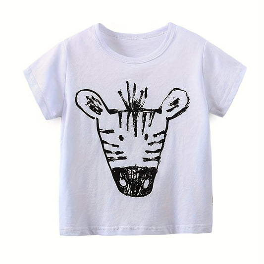 Baby Boys Giraffe Print T-shirt Summer Short-sleeved Top