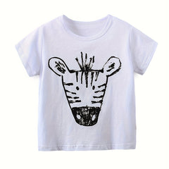 Baby Boys Giraffe Print T-shirt Summer Short-sleeved Top