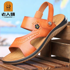 LAORENTOU Leather Non Slip Sandals for Men