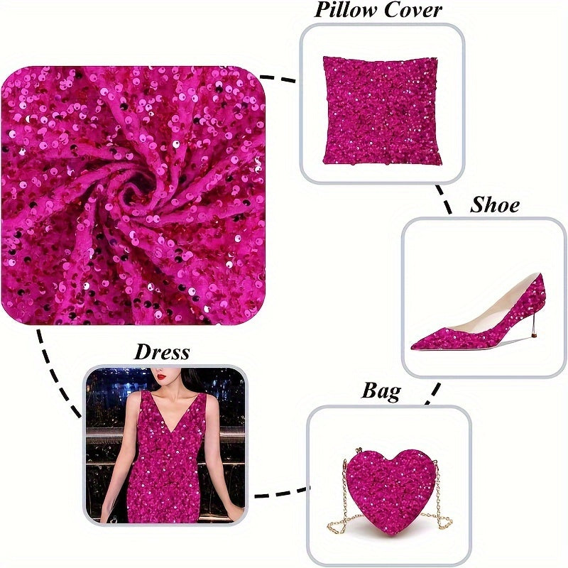 Velvet Sequin Fabric for DIY Sewing Table Runner Curtain Wedding Dress
