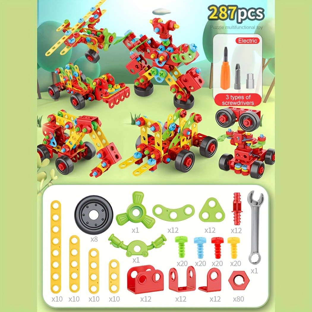 287pcs Screw Building Blocks Toys for Kids with Screwdrivers Educational Toys