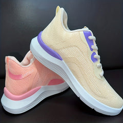 Women's Breathable Knit Sneakers Lace Up Outdoor Shoes Lightweight
