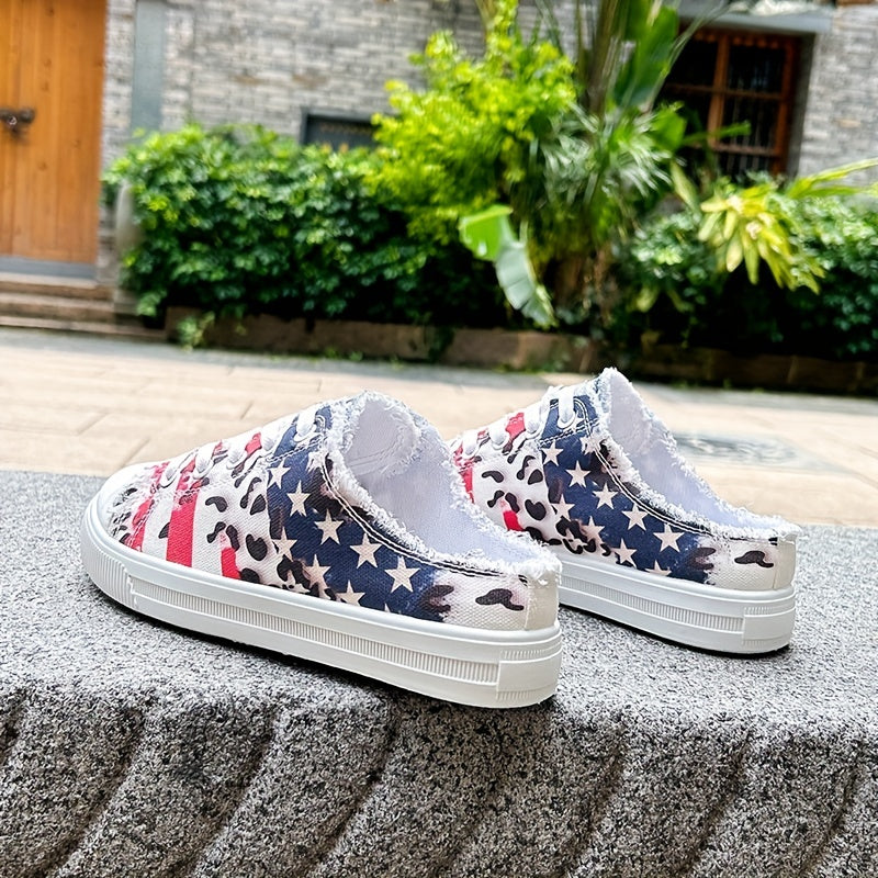 Women's Stars & Striped Lace Up Canvas Shoes Lightweight Casual Shoes