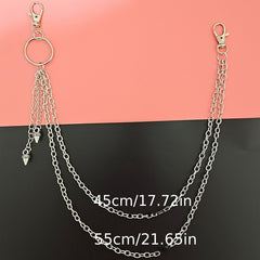 Alloy Silver Grey Keychains Chain Punk Star Rivets Skull Accessories Rock