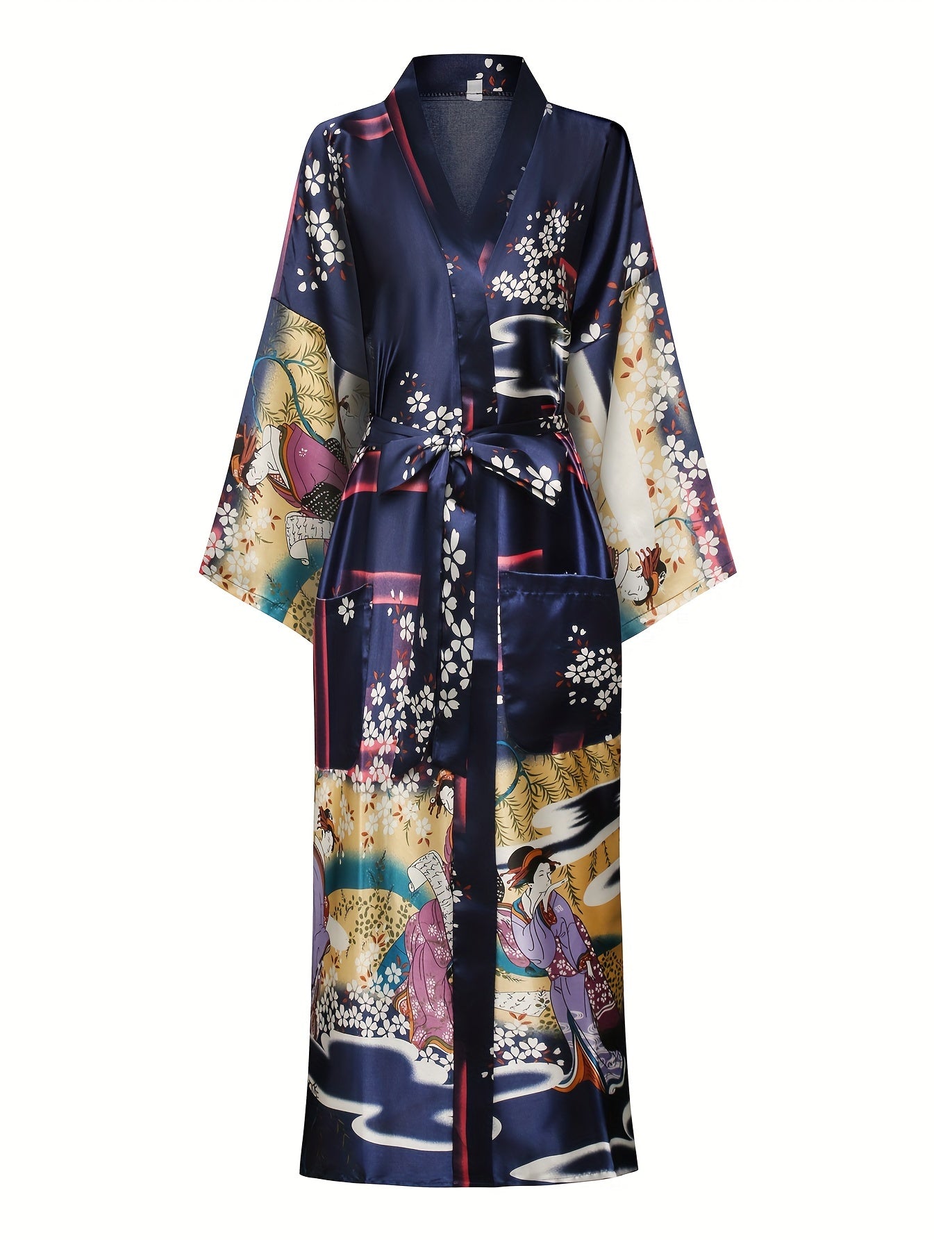 Floral Print Night Robe Long Sleeve Women's Sleepwear