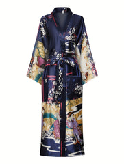 Floral Print Night Robe Long Sleeve Women's Sleepwear