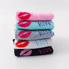 5 Pairs Lips & Letter Print Low Cut Ankle Socks Women's Stockings