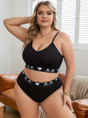 Sports Lingerie Set Women's Plus Full Cover Bra & Panty Two Piece Set