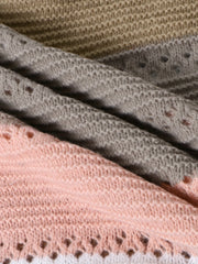 Colorblock Long Sleeve Mock Neck Knitted Sweater