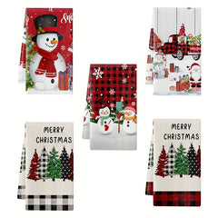 2pcs Christmas Pattern Microfiber Towels Soft Absorbent Fingertip Towel