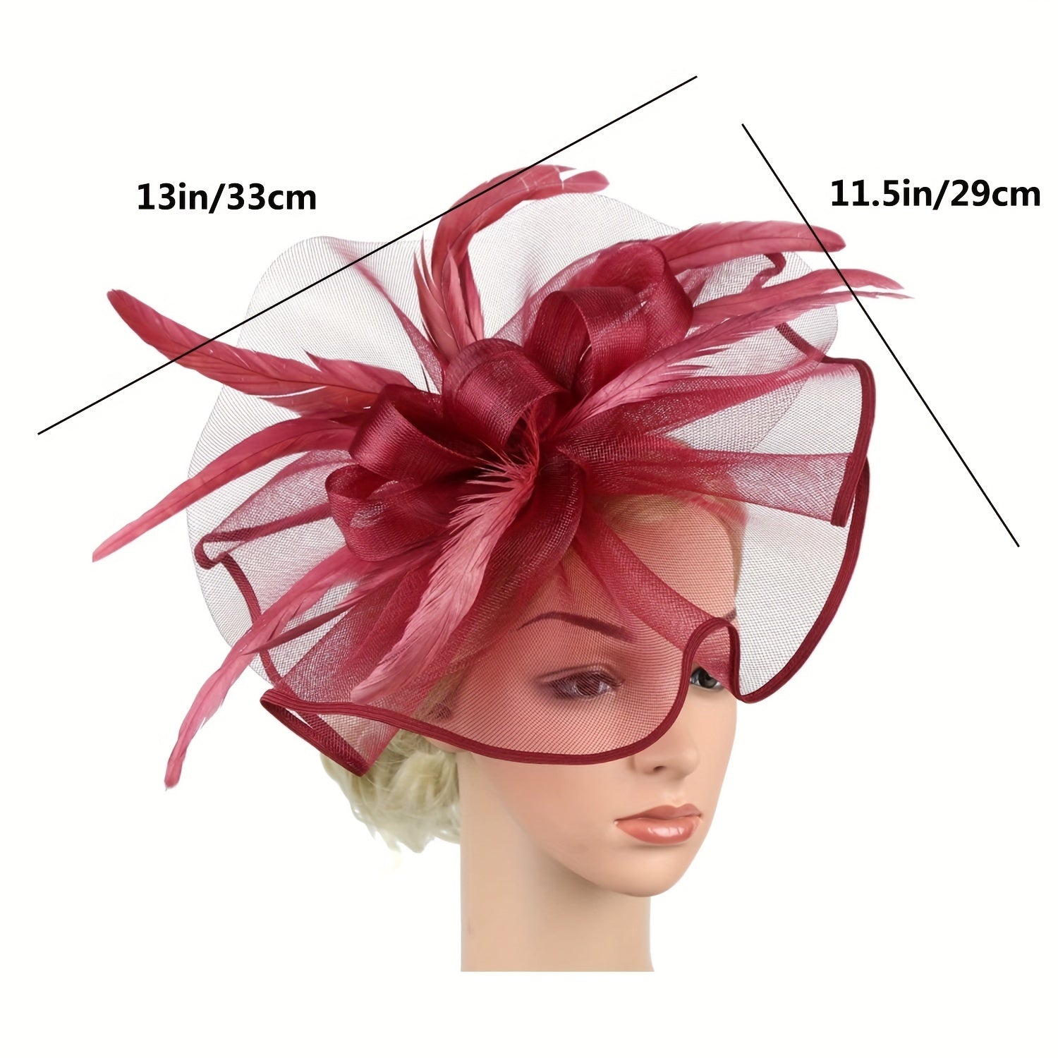 Faux Feather Mesh Hair Clip Fascinator Tea Party Horse Race Accessory