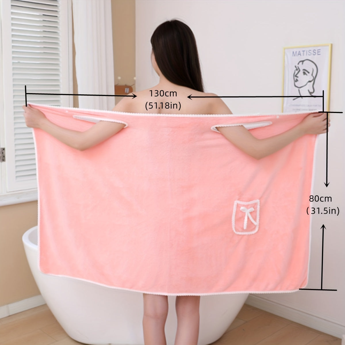 Coral Velvet Bath Skirt with Bowknot Absorbent Quick Drying Bathrobe