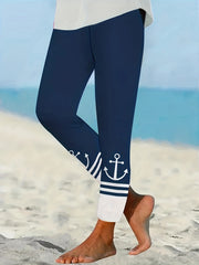 Anchor Print Skinny Leggings Stretchy Leggings Women's Clothing