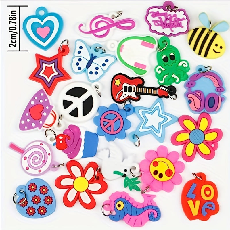 10 Silicone Bracelet Charms DIY Colorful Rubber Band Hair Rope Necklace Kit