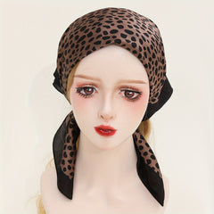 Leopard Print Bandana Satin Square Scarf for Women
