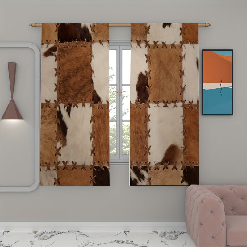 Animal Fur Printed Translucent Curtains for Living Room Bedroom Home Decor