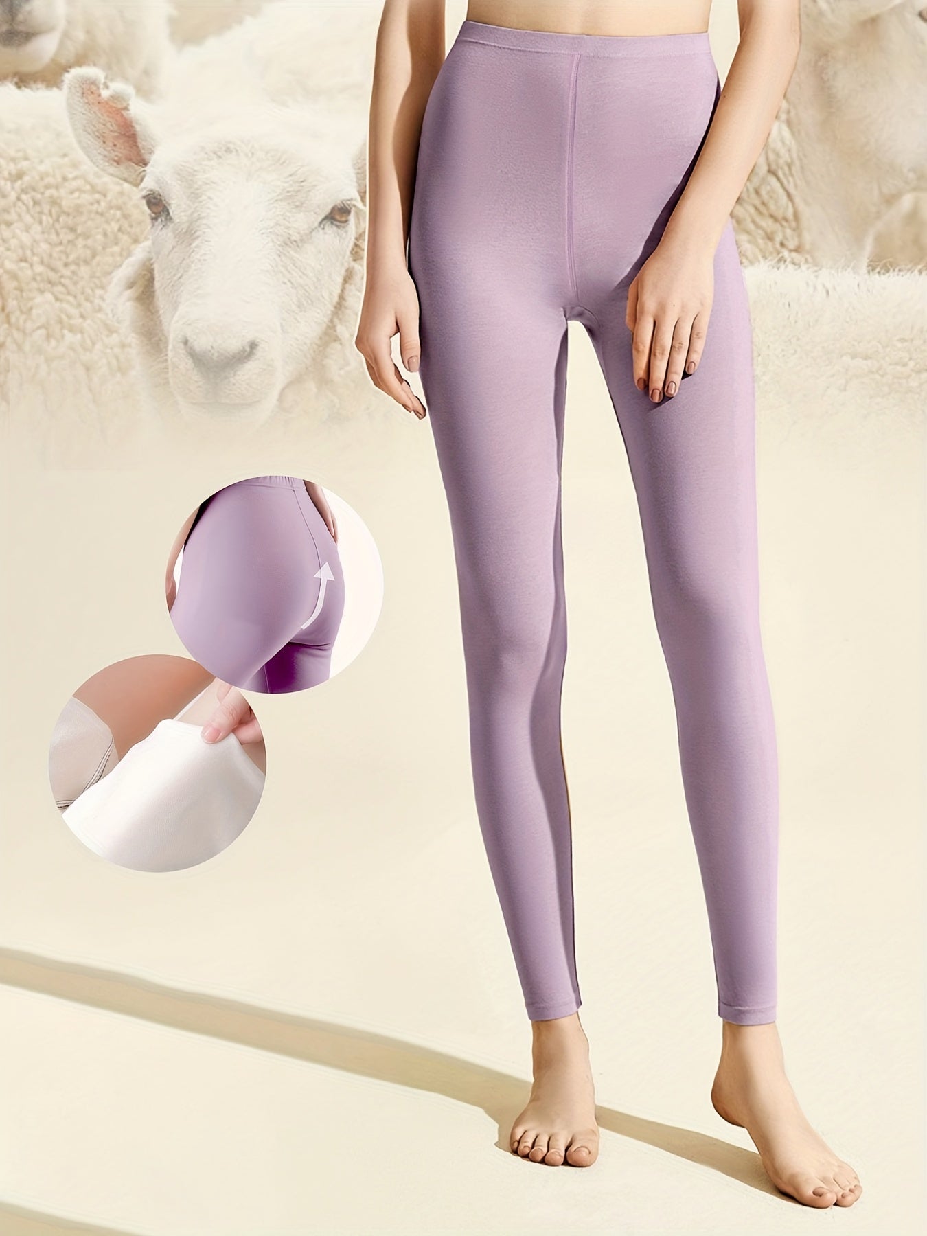 Soft Thermal Pants Slim Tights Elastic Lined Pants For Winter