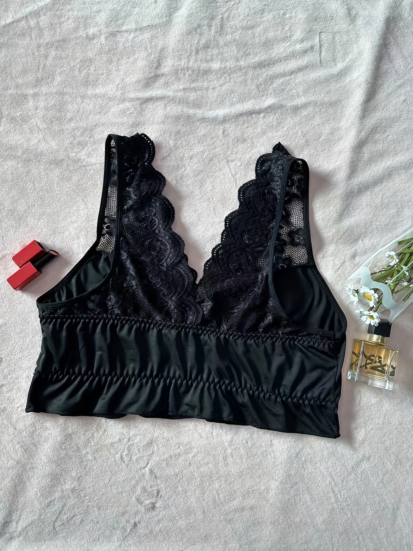 Sexy Bra Contrast Lace Wide Straps Bralette