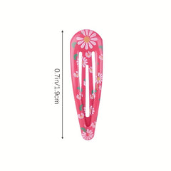 10pcs Enamel Flower Hairpins Baby Girls Oval Hair Clips Hair Accessories