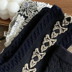 3 Pairs Vintage Textured Socks Women's Mid Tube Stockings