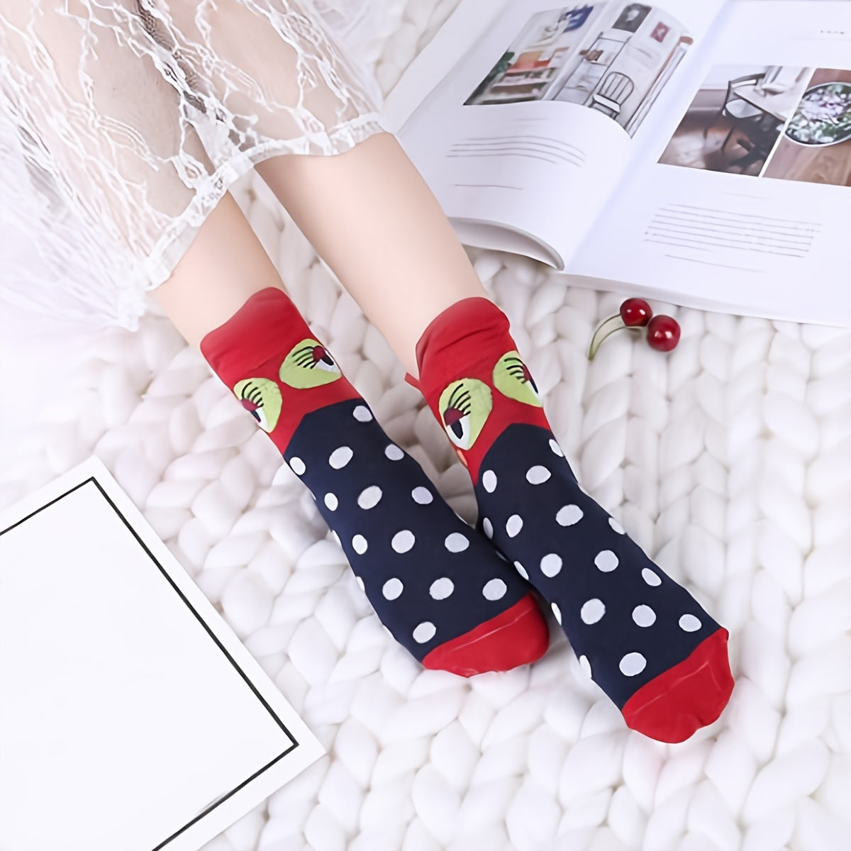 5 Pairs Animal Patterned Women's Cotton Socks