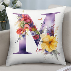 Floral M Letter Pillow Cover for Various Occasions