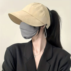Women's Ponytail Visor Hat Quick Drying Wide Brim Sun Hat