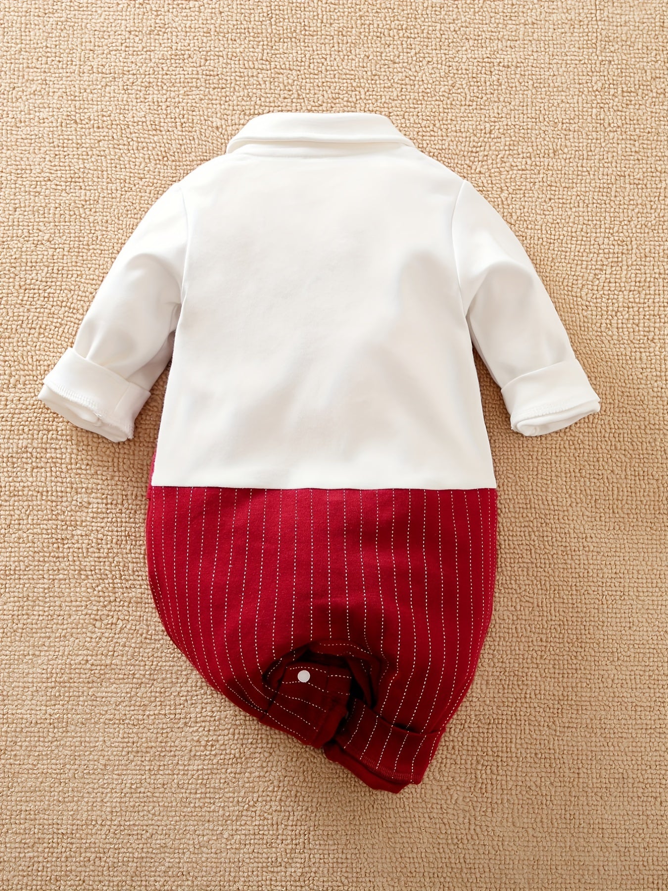 Striped Bow Tie Long Sleeve Baby Bodysuit
