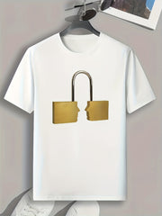 Lock Pattern Print Men's Sports T-shirt