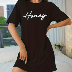 Casual Short Sleeve Crew Neck NightDress