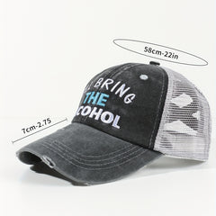 Alcohol Trucker Hat Distressed Baseball Cap for Women