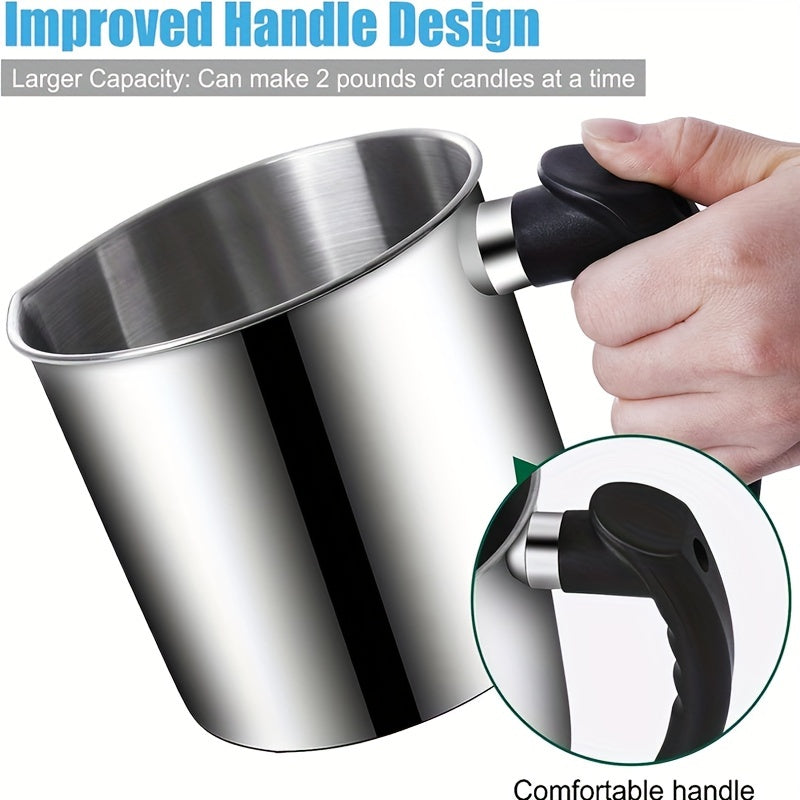 DIY Candle Making Kit Supplies - Pouring Pot, Wicks Holder, Wicks, Sticker