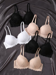 5pcs Lace Push Up Bras Comfy Intimates Bra Women's Lingerie