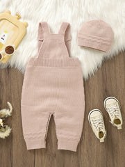 Infant Onesie Baby Boys Girls Knit Overalls With Hat Set