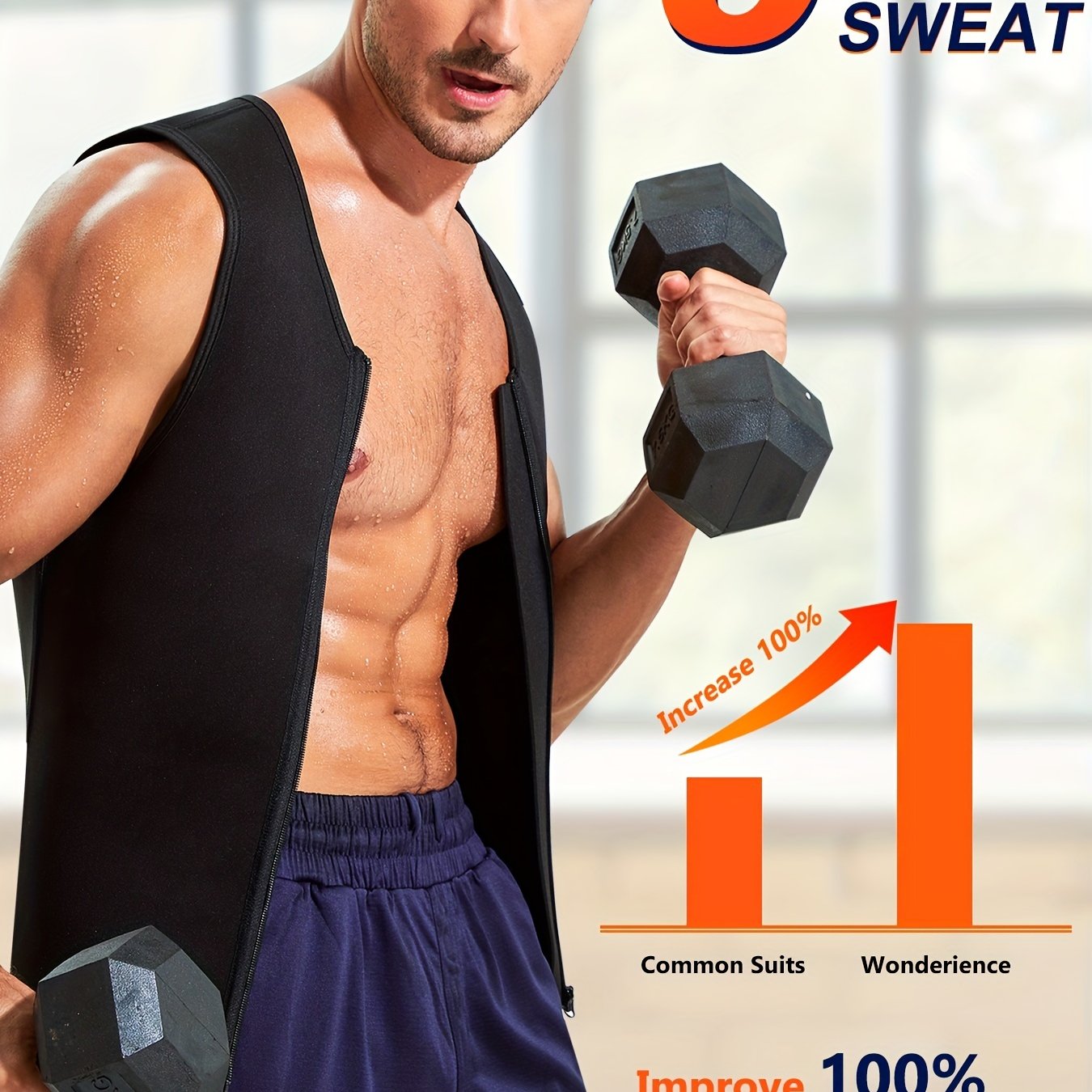 Men's Neoprene Sauna Suit Waist Trainer Vest Body Shaper Tank Top
