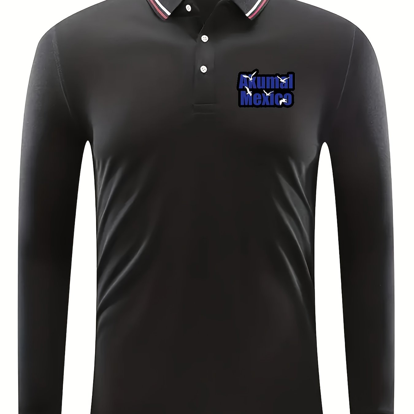 AKUMAL MEXICO Men's Custom Fit Long Sleeve Polo Shirt